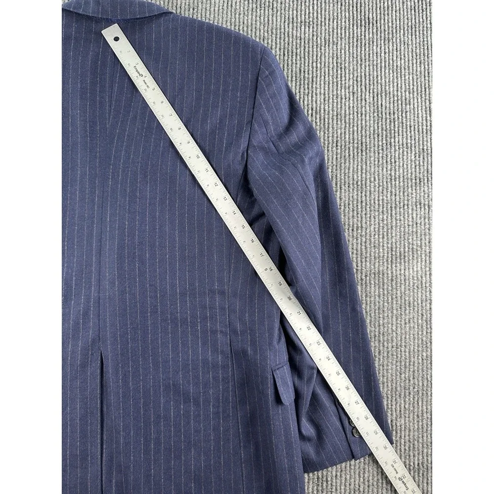 Hickey Freeman Suit Jacket 42 R Blue Wool Striped Premium Loro Piana USA Bespoke - Picture 5 of 16